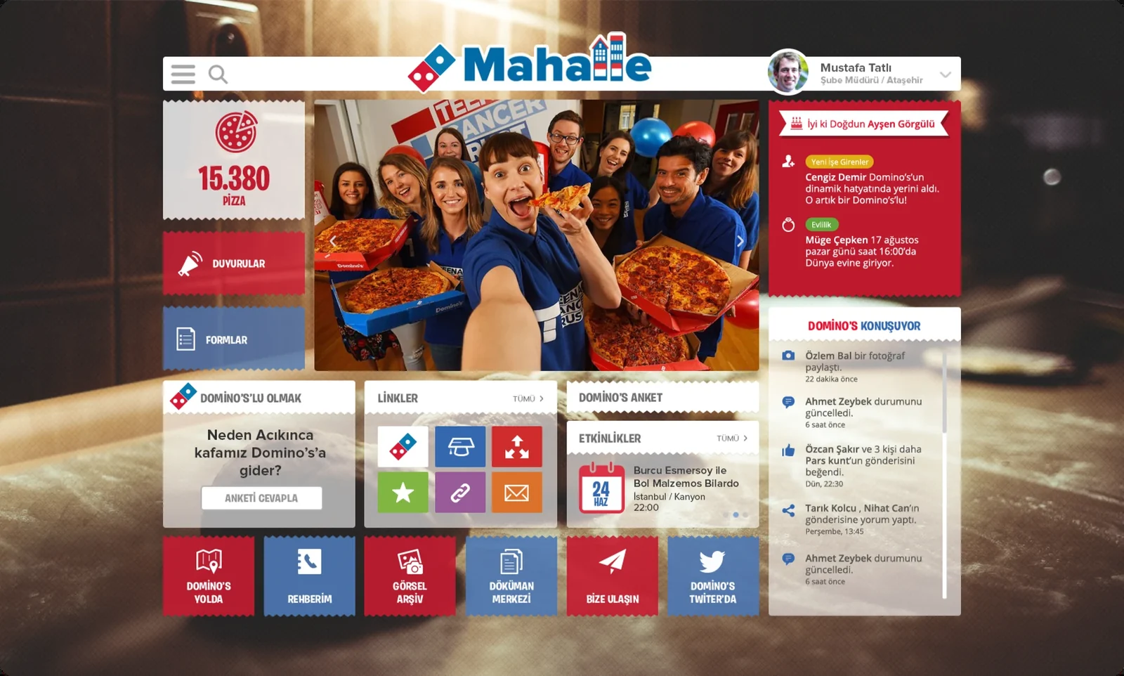 Domino's Mahalle intranet ana sayfası