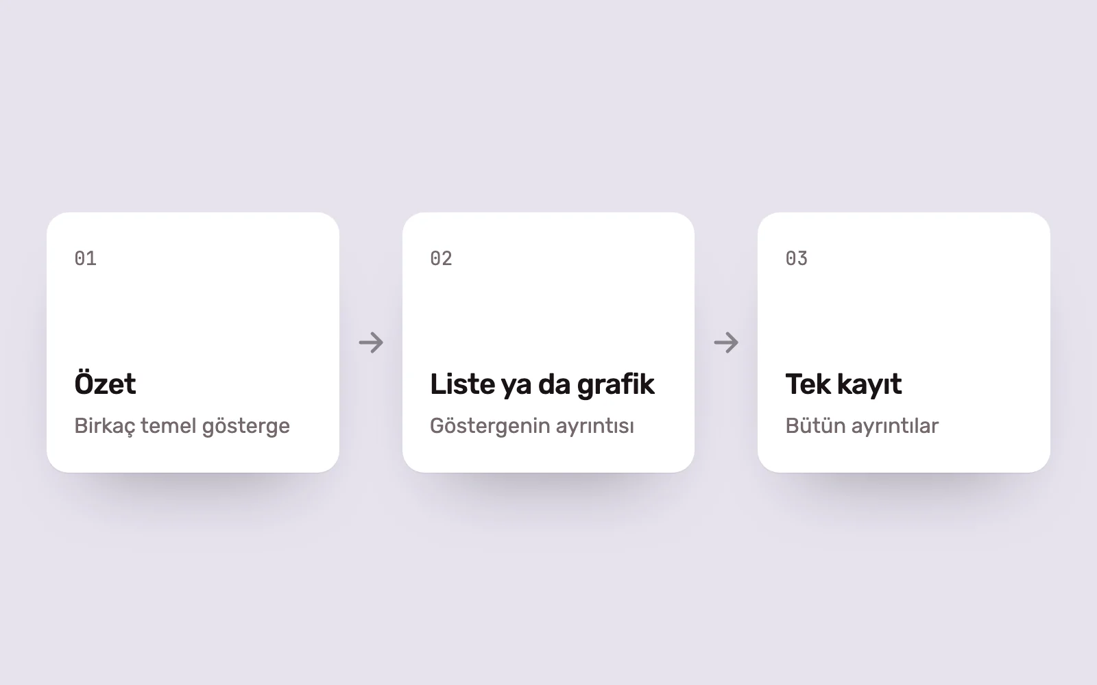 Özetten listeye, listeden tek kayda inen üç adım
