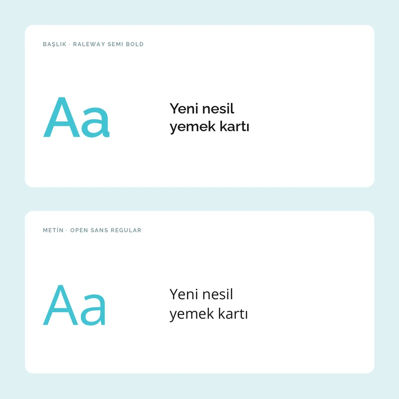 Typography: a contemporary, readable communication system using Raleway and Open Sans.