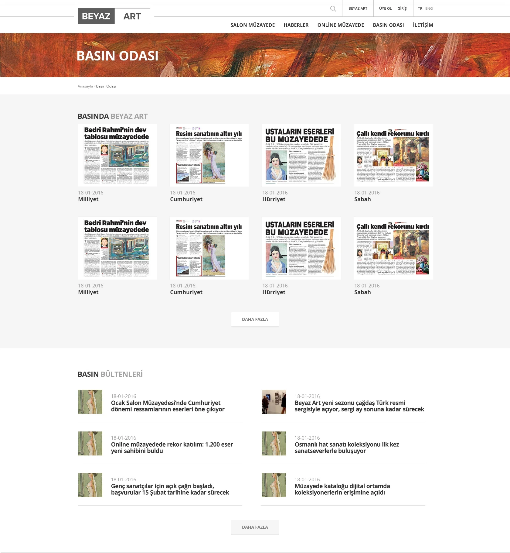 List of press clippings and press releases