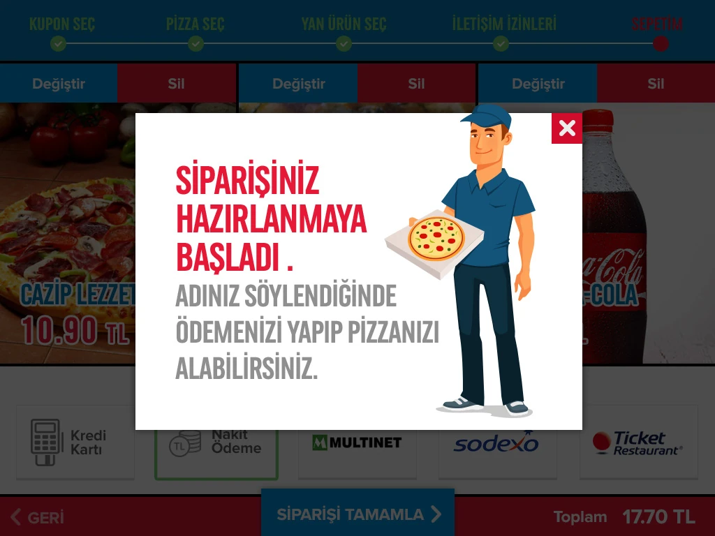 Kurye illüstrasyonlu siparişiniz hazırlanmaya başladı penceresi
