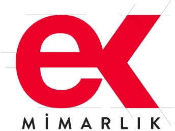 Açık gri zeminde kırmızı ek Mimarlık logosu