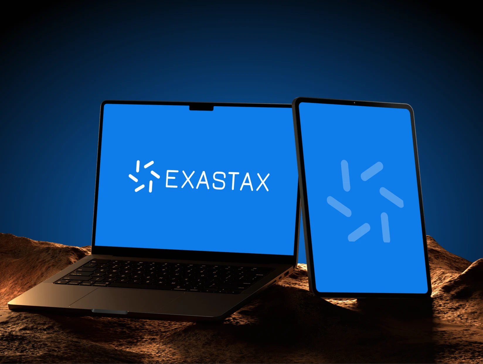 Logo and symbol on desktop and mobile screens.