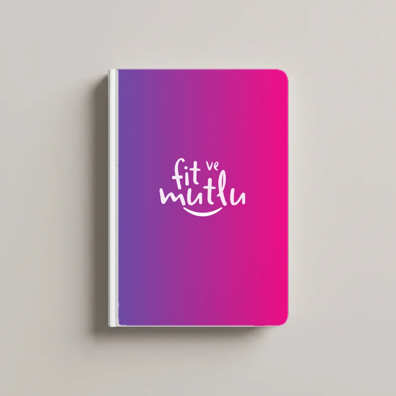 White Fit ve Mutlu logo on a purple-to-pink gradient notebook cover
