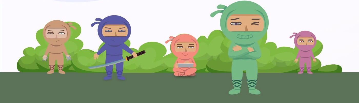 HaydiGo’nun modüllerini temsil etmek üzere tasarlanan beş ninja karakterinden oluşan karakter ailesi