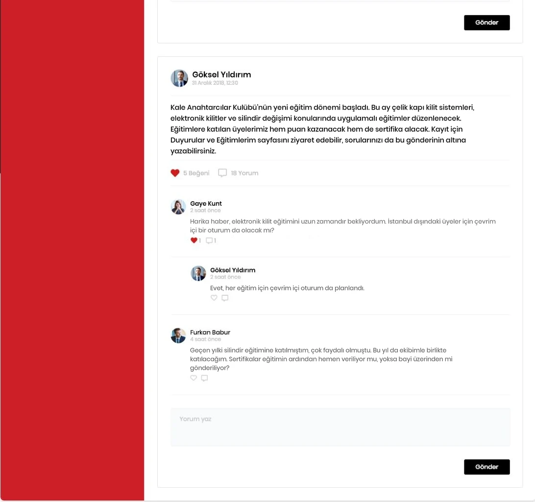 Social feed with posts, images, likes and comments.