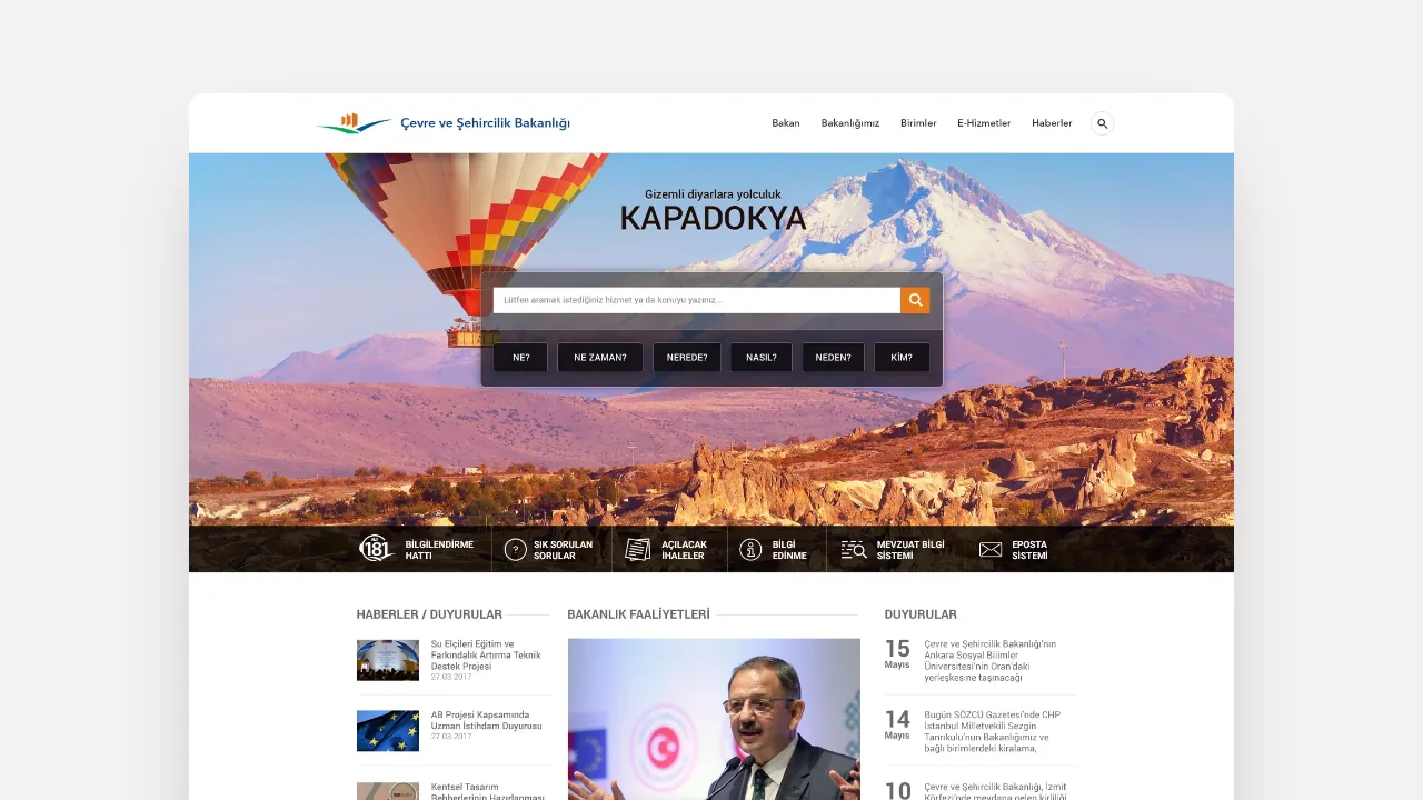 Çevre ve Şehircilik Bakanlığı Web Sitesi