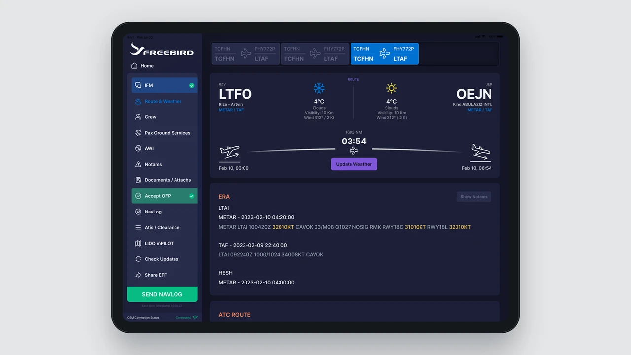 NavOne Uçuş Operasyonları Tablet Uygulaması