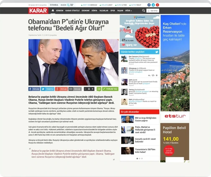 Büyük görsel, haber metni ve yan sütundan oluşan haber detay sayfası