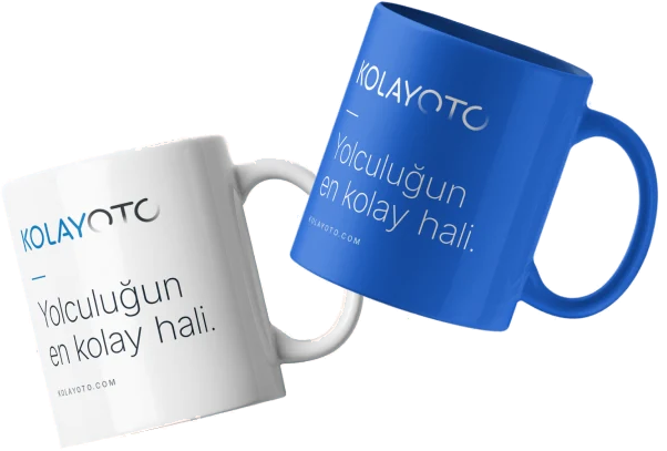 Kupa uygulaması: Logo ve “Yolculuğun en kolay hâli” söyleminin kurumsal ürün üzerindeki kullanımı.