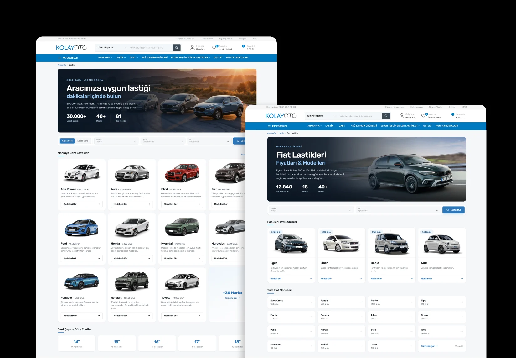 KolayOto: Araç listeleme ekranları