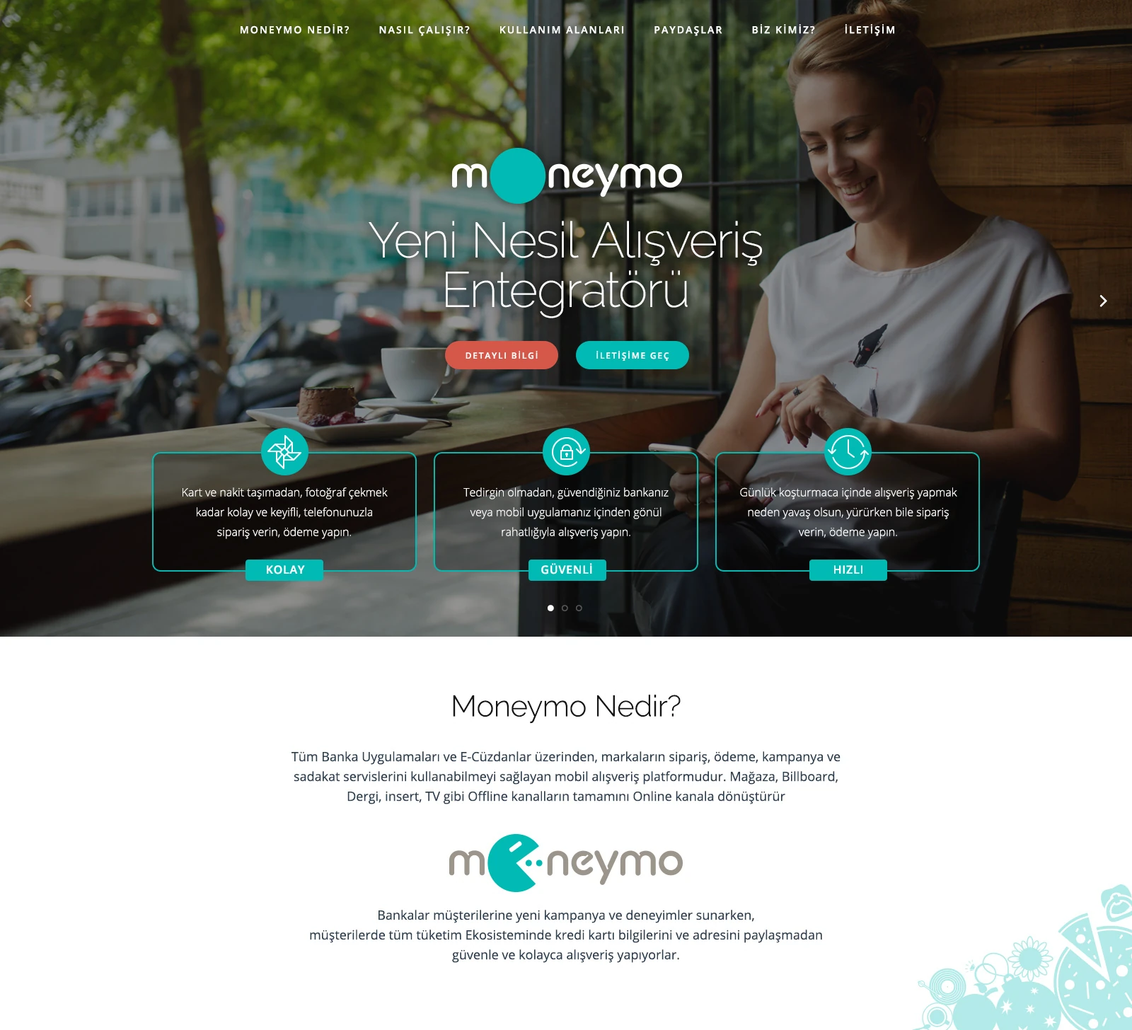 Moneymo homepage with the message “Next-generation shopping integrator”