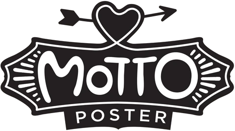 Motto Poster kelime markasının ana kullanımı, açık taş rengi zeminde.