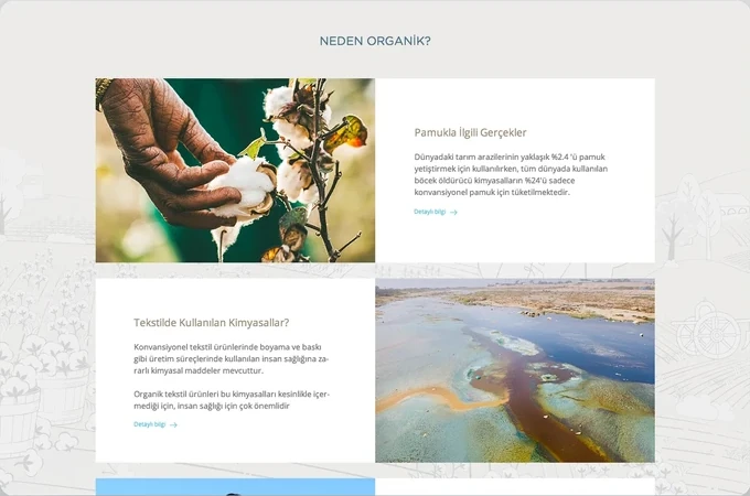 Organik üretimin değerini fotoğraflı içerik kartlarıyla anlatan bölüm.