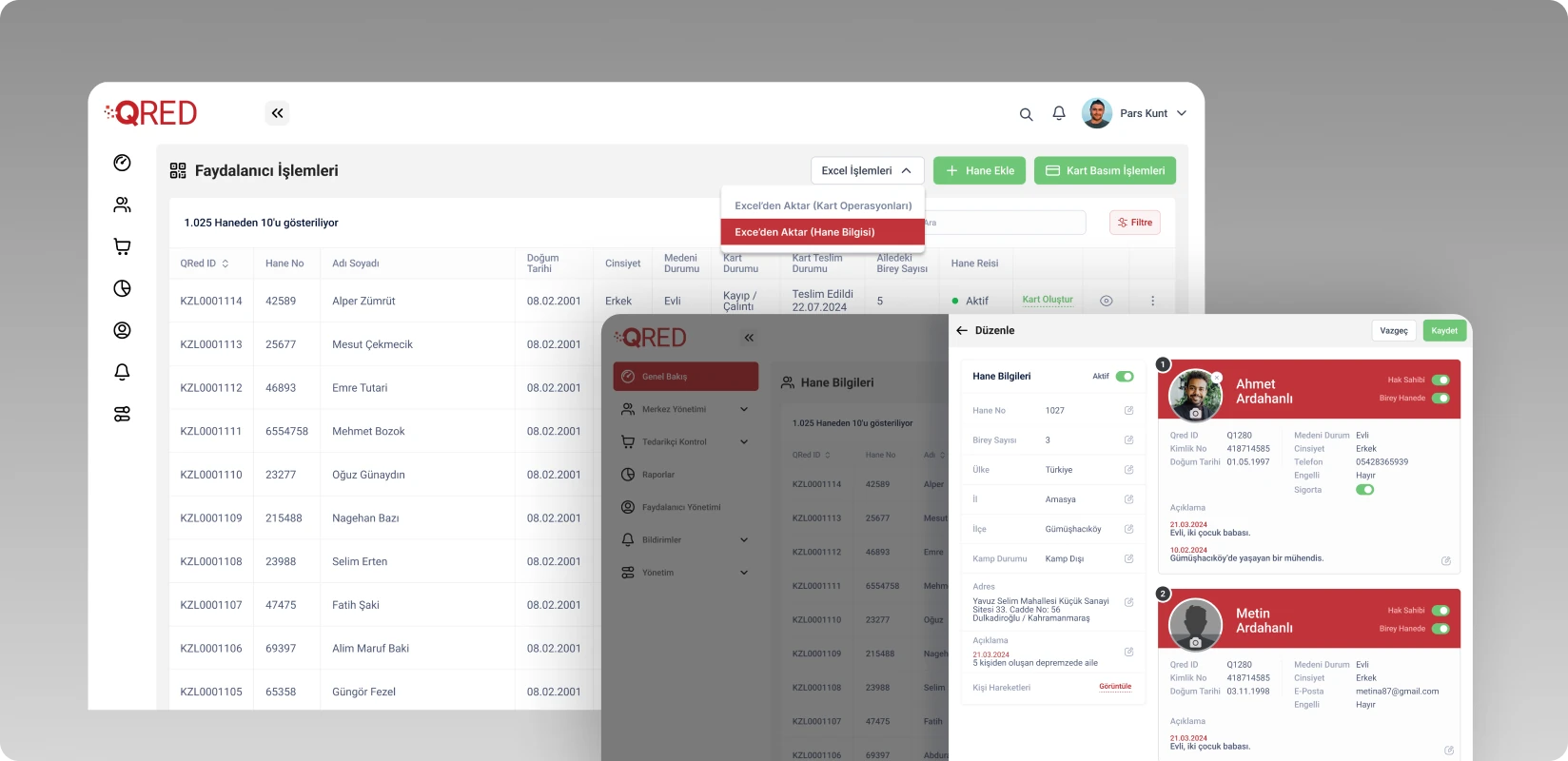 Beneficiary list and detail panel