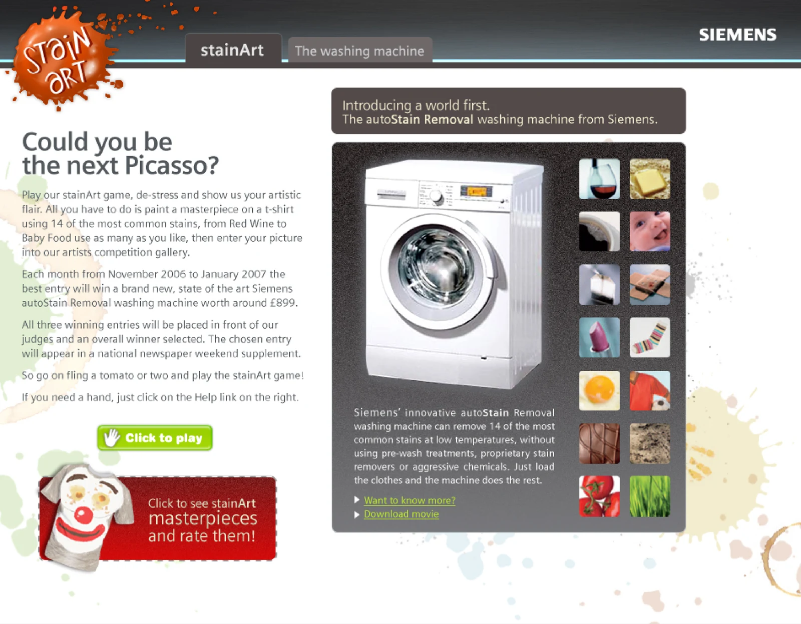 Ürün bağlantısı: Deneyimde kullanılan lekeleri Siemens autoStain Removal özelliğiyle ilişkilendiren ürün anlatımı.