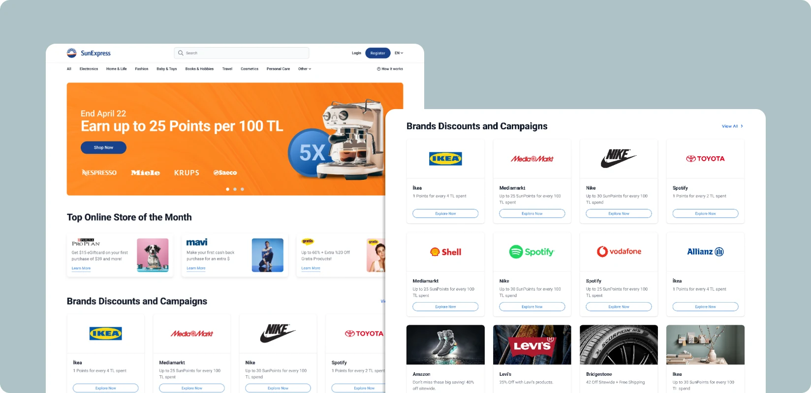 SunExpress Affiliate: marka ve kampanya kartları