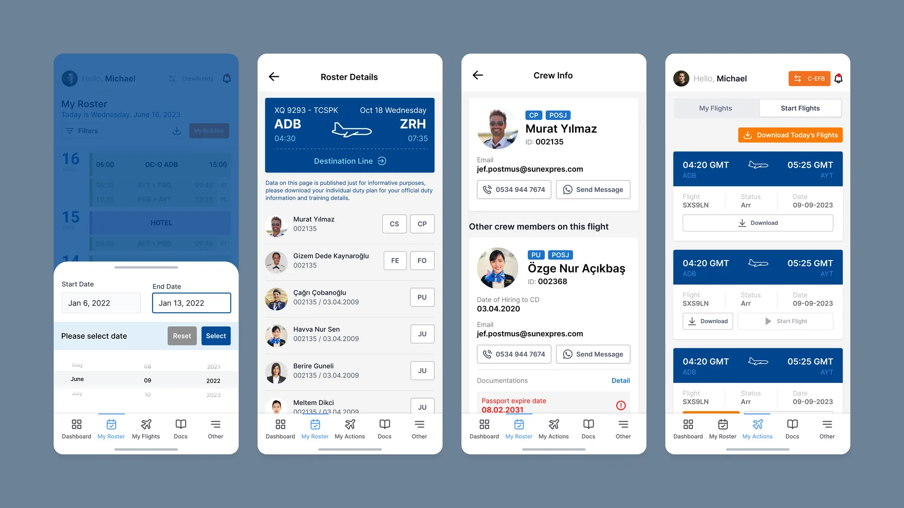 SunExpress Crew Connect: Uçuş detayları ve ekip listeleri