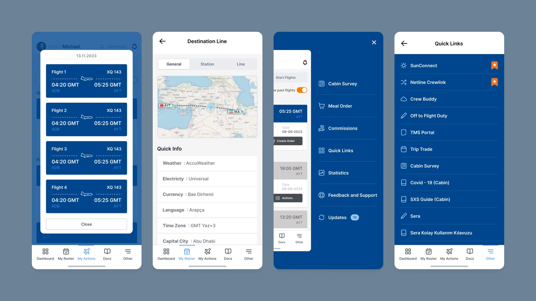 SunExpress Crew Connect: Destinasyon bilgileri ve hızlı işlemler