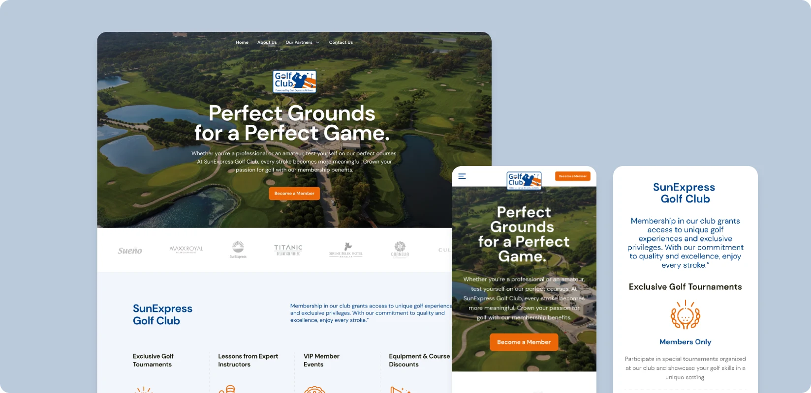 SunExpress Golf Club: ana sayfa, masaüstü ve mobil