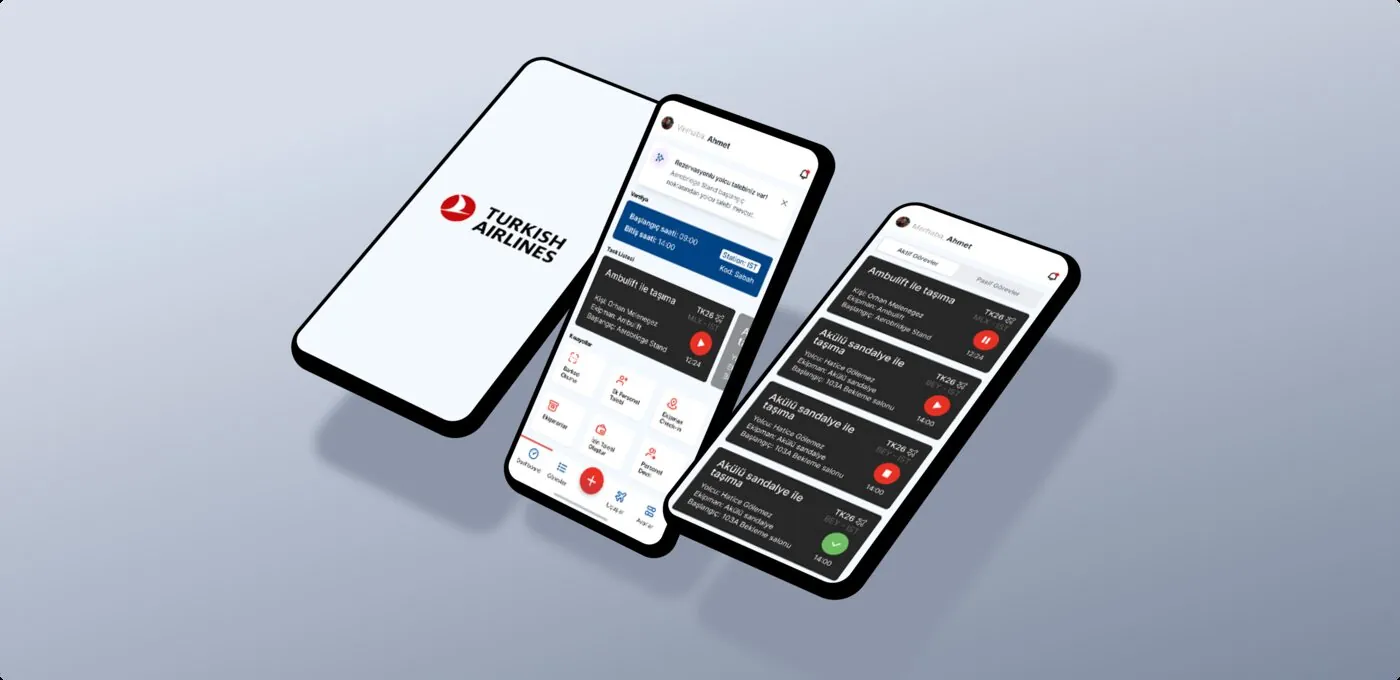 Turkish Airlines THY Mobil Operasyon uygulaması ekranları