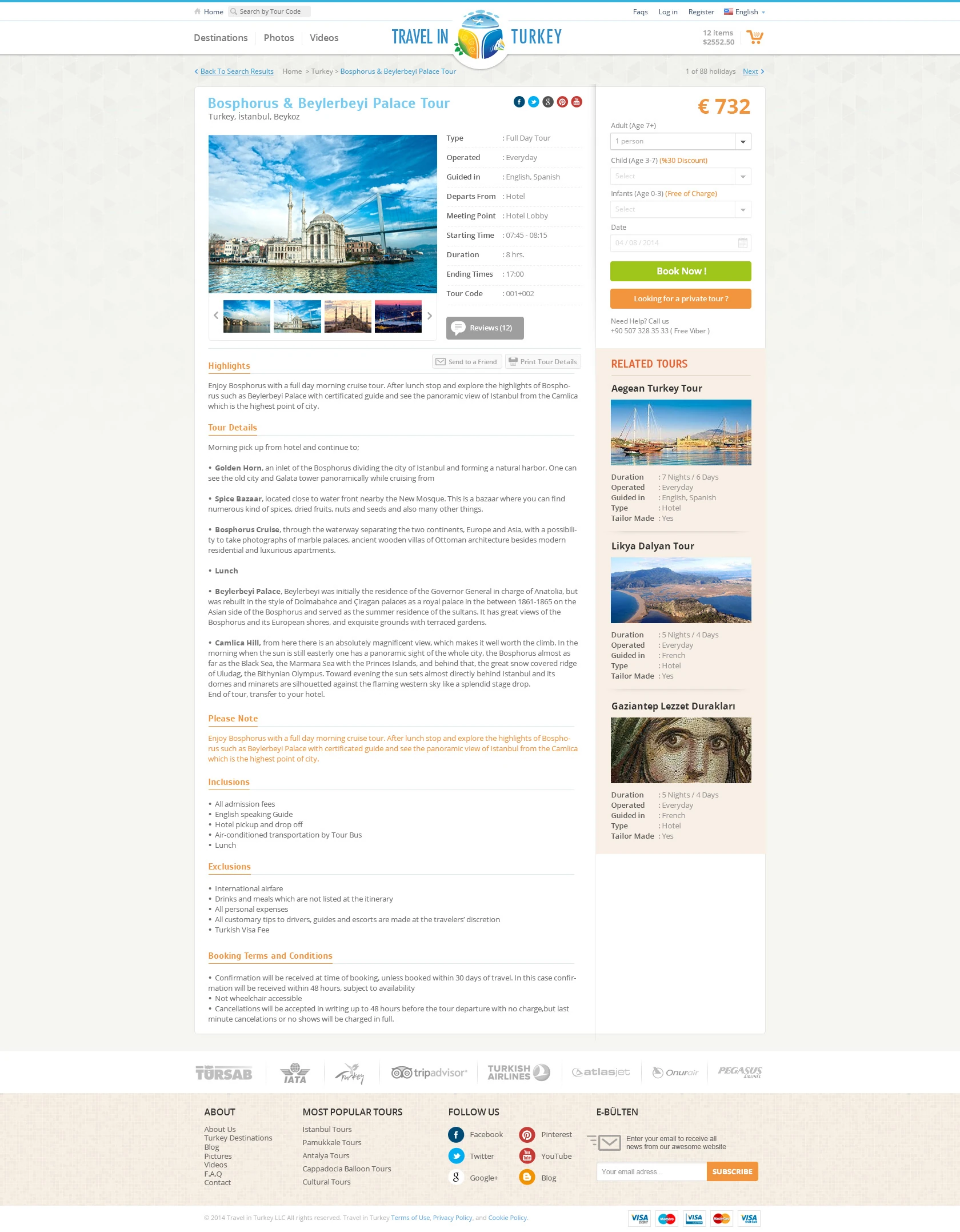 Tour details: page combining itinerary, pricing and information to support booking decisions.