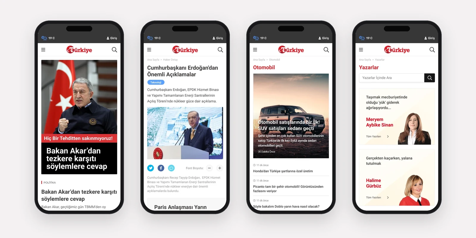 Mobile home, article, category and columnist screens presenting the day’s important content in the right order