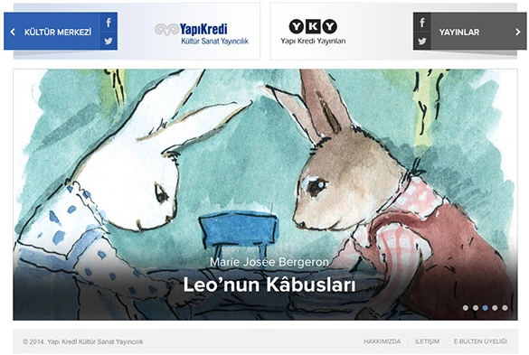 Homepage: opening screen defining Yapı Kredi Kültür Sanat’s new digital direction through strong illustration, distinctive typography and content hierarchy.