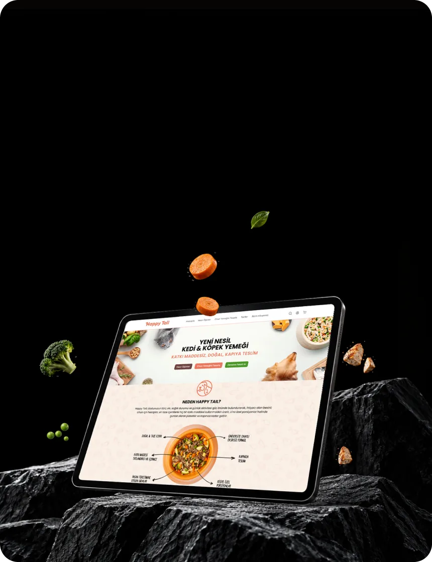 Taş üzerinde tablette Happy Tail web sitesi