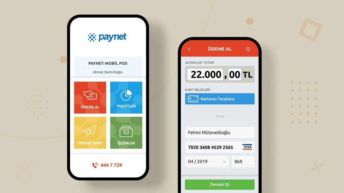Paynet mobil POS arayüzü
